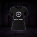 Black Crown Society women's tee on dark moody background